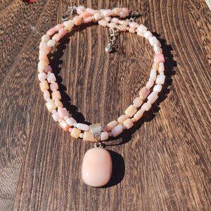 Jay King DTR mine finds pink Opal necklace pendant set 925 Sterling Silver